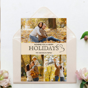 Modern Elegant 3 Photo Collage Holiday Card