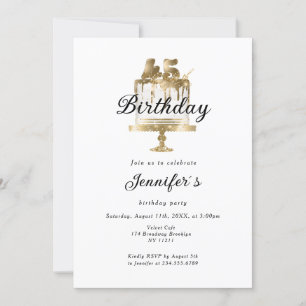 Modern, elegant 45. Birthday invitation