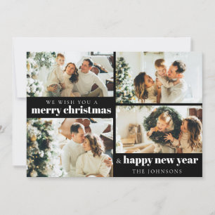 Modern Elegant 4 Photo Christmas Holiday Card