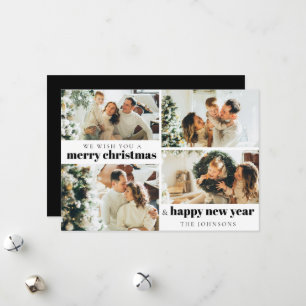 Modern Elegant 4 Photo Christmas Holiday Card