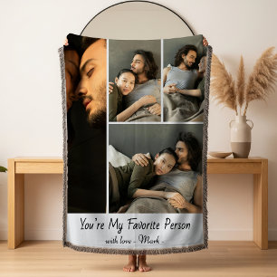 Modern Elegant 4 Photo Collage Couple Love Quote  Fleece Blanket