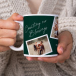Modern Elegant 4 Photo Collage Family Gift Coffee Mug<br><div class="desc">Modern Elegant 4 Photo Collage Family Gift Giant Coffee Mug. Click the edit button to customise this design with your own photos and text. The red background colour can be changed.</div>