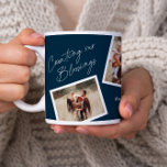 Modern Elegant 4 Photo Collage Family Gift Coffee Mug<br><div class="desc">Modern Elegant 4 Photo Collage Family Gift Giant Coffee Mug. Click the edit button to customise this design with your own photos and text. The red background colour can be changed.</div>