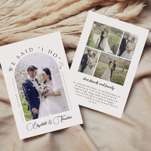 Modern Elegant 4 Photo Elopement Announcement Card