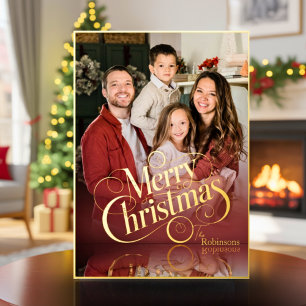 Modern Elegant 4 Photo Minimal Script Christmas