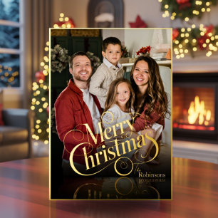 Modern Elegant 4 Photo Minimal Script Christmas