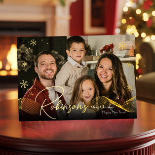 Modern Elegant 4 Photo Minimal Script Christmas