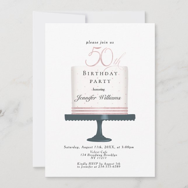 Modern, elegant 50th anniversary invitation (Front)