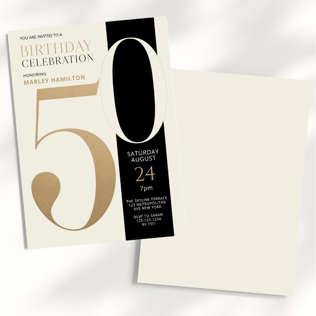 Modern Elegant 50th Birthday Invitation (Creator Uploaded)
