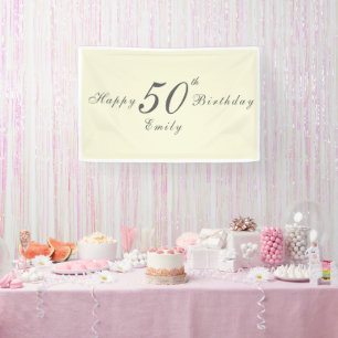  Modern Elegant 50th Birthday Party Banner