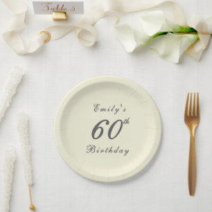 Modern Elegant 60th Birthday Party Paper Plate
