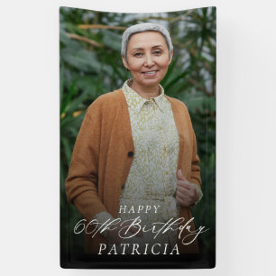 Modern Elegant 60th Birthday Party Photo Banner