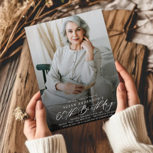 Modern Elegant 60th Birthday Party Photo Invitation