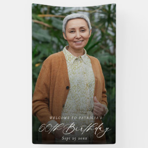 Modern Elegant 60th Birthday Party Photo Welcome Banner