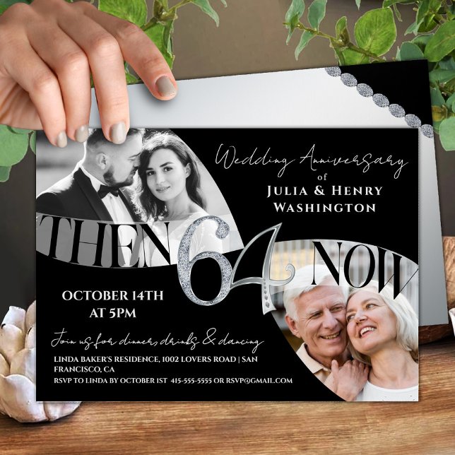 Modern Elegant 64th Wedding Anniversary Invitation (Creator Uploaded)
