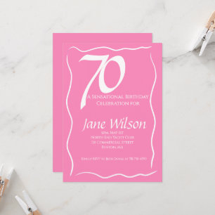 Modern Elegant 70th Birthday Invitation Pink 