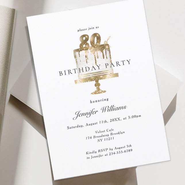 Modern, elegant 80. birthday invitation (Creator Uploaded)