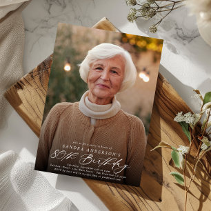 Modern Elegant 80th Birthday Party Photo  Invitation