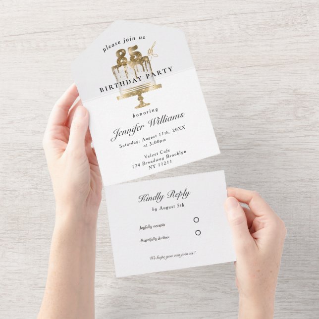 Modern, elegant 85. all in one invitation (Tearaway)