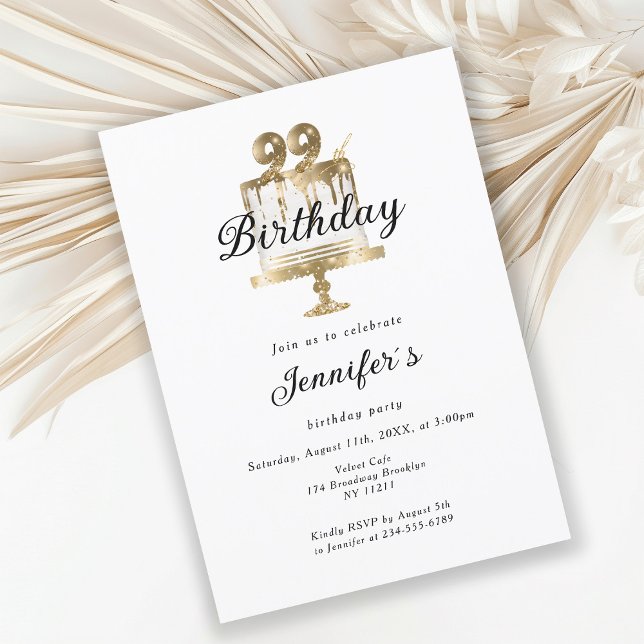 Modern, elegant 99. Birthday invitation (Creator Uploaded)
