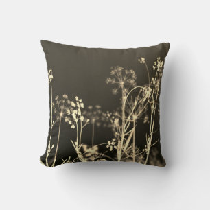 Modern Elegant Abstract Beige Brown Floral  Cushion