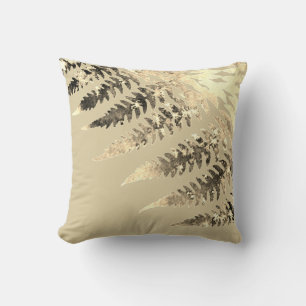 Modern Elegant Abstract Beige Watercolor Fern  Cushion