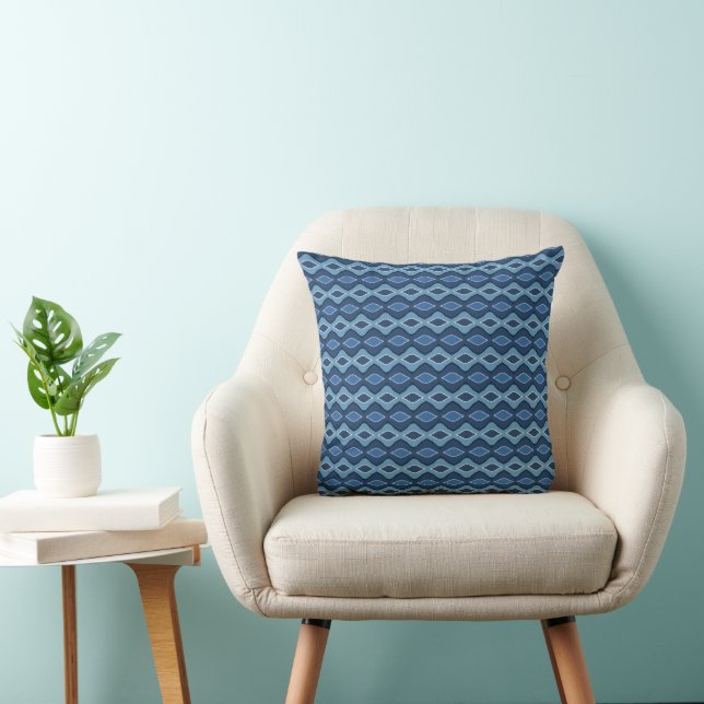 Modern Elegant Abstract Blue Jay Striped Pattern Cushion (Chair)