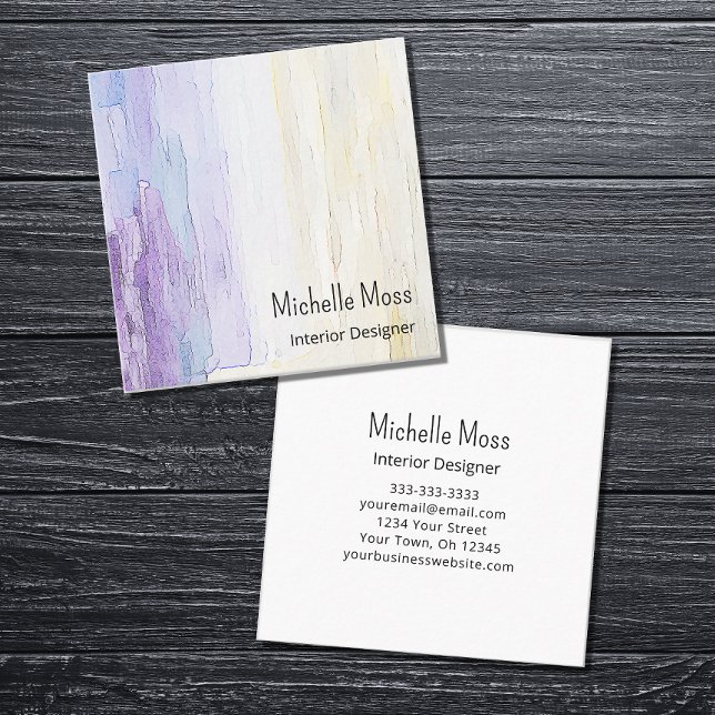 Modern Elegant Abstract Interior Designer Purple  Square Business Card (Creator Uploaded)