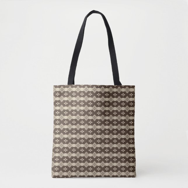 Modern Elegant Abstract Pattern in Beige & Brown Tote Bag (Front)