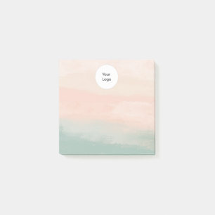 Modern Elegant Abstract Peach Teal Textured  Post-it Notes