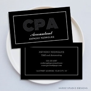 Modern Elegant Accountant Black Business Card