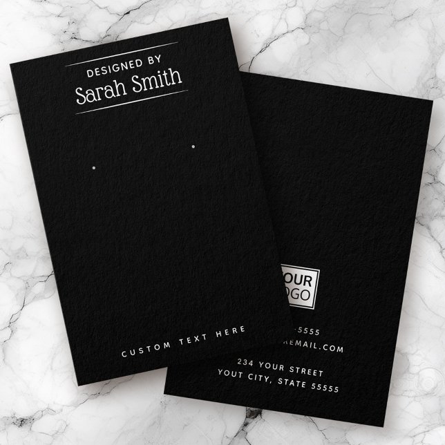 Modern elegant add logo black earring display card (Creator Uploaded)