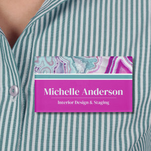 Modern Elegant Agate Stylish Name Tag