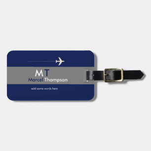Modern Elegant Air Travel Blue Luggage Tag