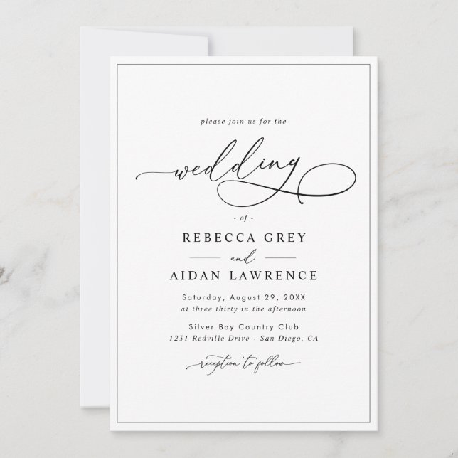 Modern Elegant All-In-One Sage Green Wedding Invitation (Front)