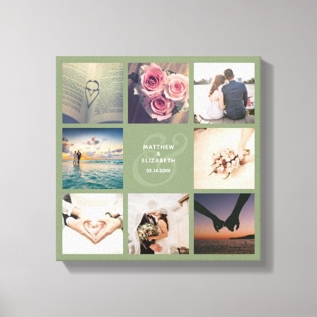 Modern Elegant Ampersand Wedding Photo Collage Canvas Print (Front)