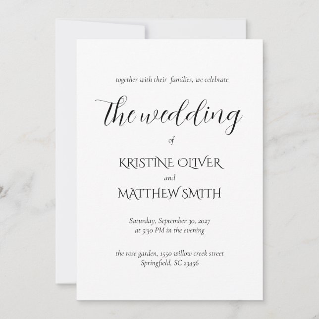 Modern Elegant and Minimalist Wedding Invitation (Front)