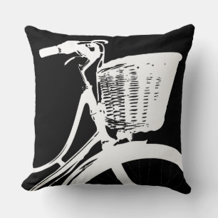 Modern Elegant and Trendy White on Black Bicycle Cushion