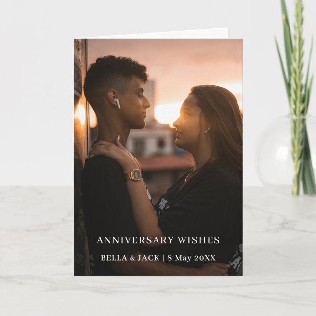 Modern Elegant Anniversary Photo Design Card (Front)