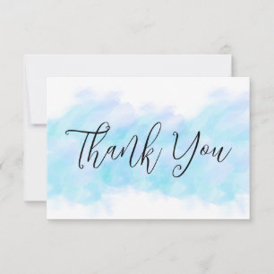 Modern Elegant Aqua Blue Flat Thank You Cards
