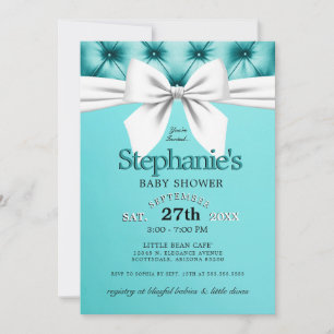 Modern Elegant Aqua Blue Tiffany Baby Shower Invitation
