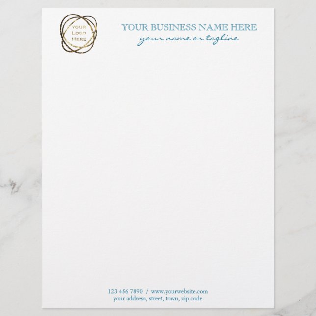 Modern Elegant Aqua Custom Business Logo    Letterhead (Front)