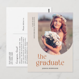 Modern Elegant Arch Minimal Photo Graduation Postcard