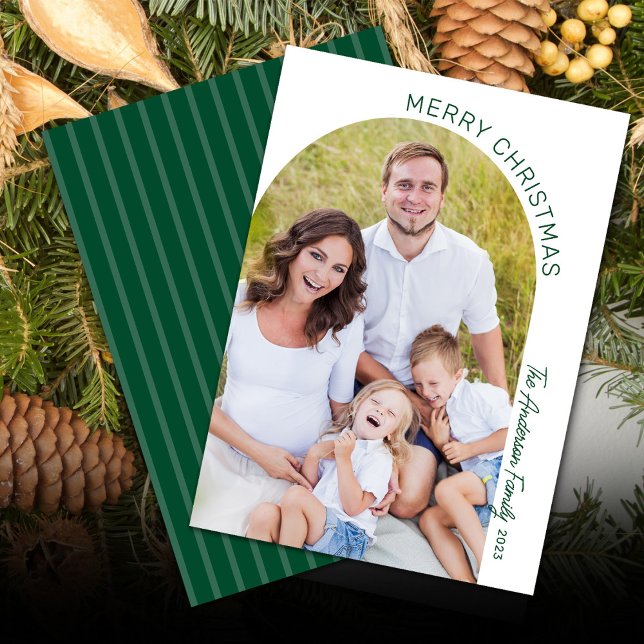 Modern Elegant Arch Photo Christmas Holiday Card (Creator Uploaded)