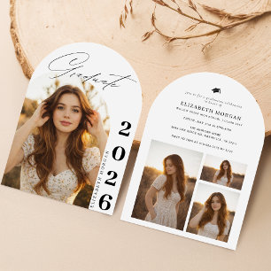 Modern Elegant Arch Photo Collage Graduation Invitation