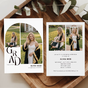 Modern Elegant Arch Photo Collage Graduation Party Invitation