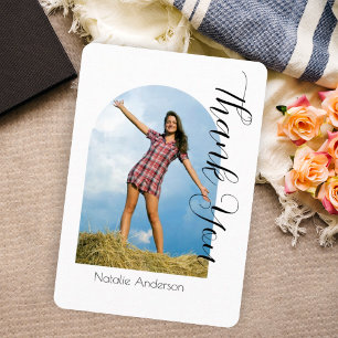 Modern Elegant Arch Photo Graduation Party Thank You Card