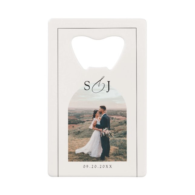 Modern Elegant Arch Photo Script Wedding Favour (Front)