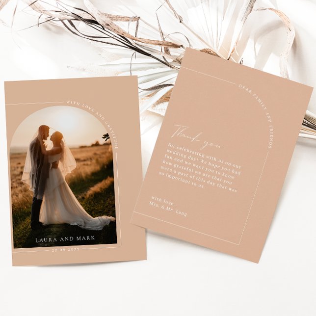 Modern Elegant Arch Photo Thank You Card (Creator Uploaded)