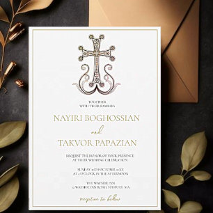 Modern Elegant Armenian Cross Wedding Invitation